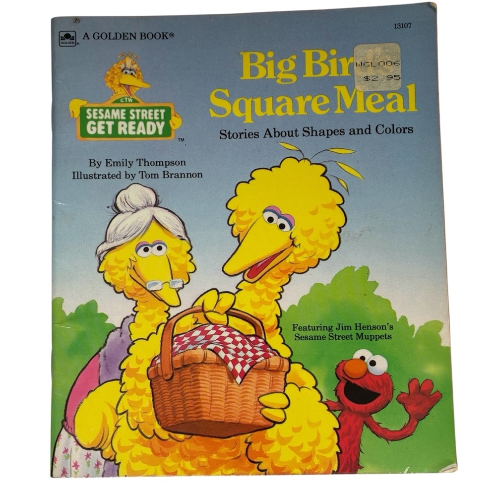 🎉6/$20 VINTAGE SESAME STREET BOOK ‘BIG BIRD’S SQUARE MEAL’ SHAPES COLOURS